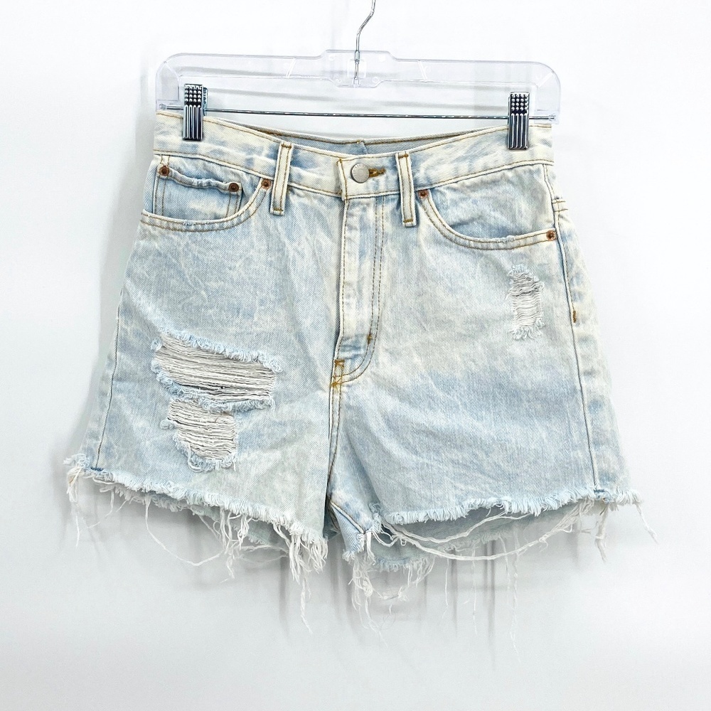 BDG *FLAWED* Light Acid Wash High Rise Distressed Denim Jean Festival Shorts